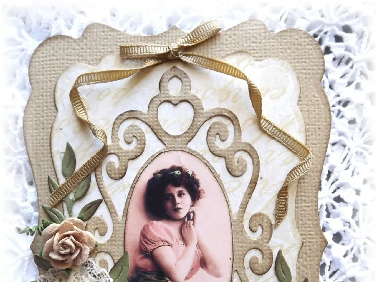 This is looking like a gift box. Here we can see a woman. Here we can see the flowers.