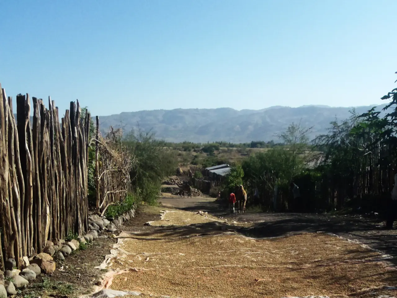 In this image we can see walkway on which there are some things are placed on the surface and in...