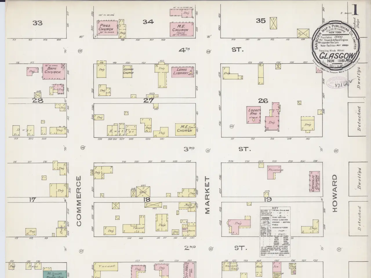 The image shows an old map of the city of San Francisco, California, with text and a stamp on it....