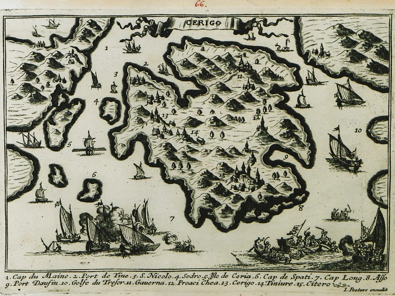 The image shows a paper with a map of the island of Guernsey, with boats and people depicted on it....