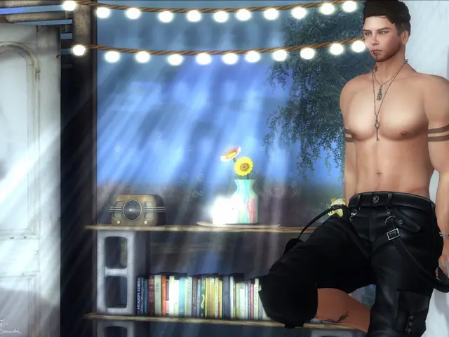 In this image, we can see animation of a man and in the background, there are lights, trees, flower...