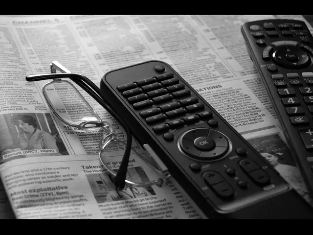 In this picture we can see remotes, spectacles, newspaper and these all are on a platform.