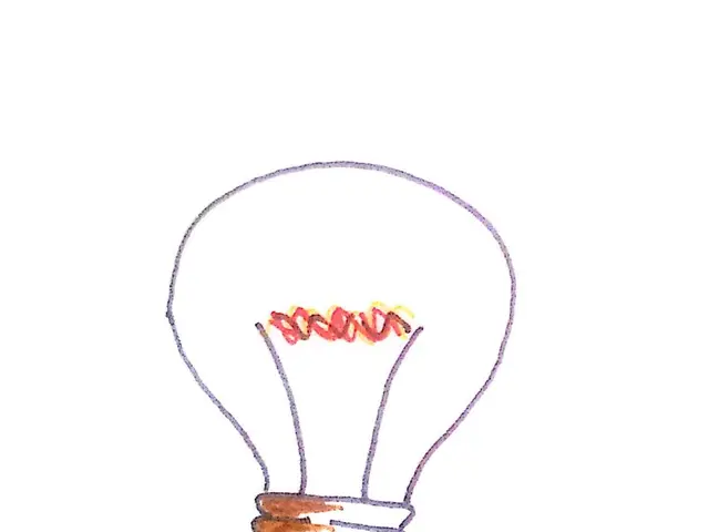 There is drawing of a bulb on a white surface.