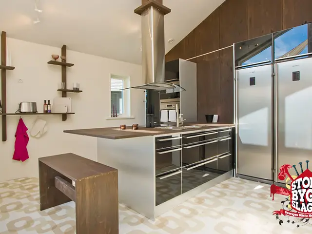 In this picture I can see there is a kitchen set up and there are few utensils placed on the shelf...