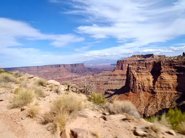 In the image there is a dry shrubland, around that there are hills.