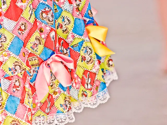 In this image we can see some dress material which is in multi color on which there are some...