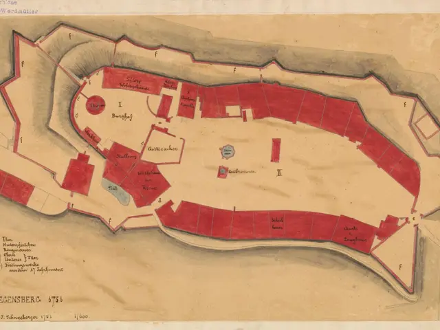 The image shows a map of the city of Neu Regensburg, Germany, with text written on it. The map is...