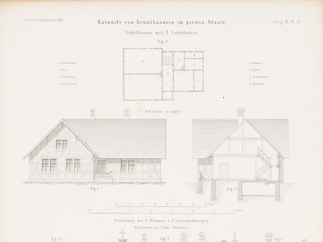 The image shows a book with a drawing of a house on it. The house is composed of several sections,...