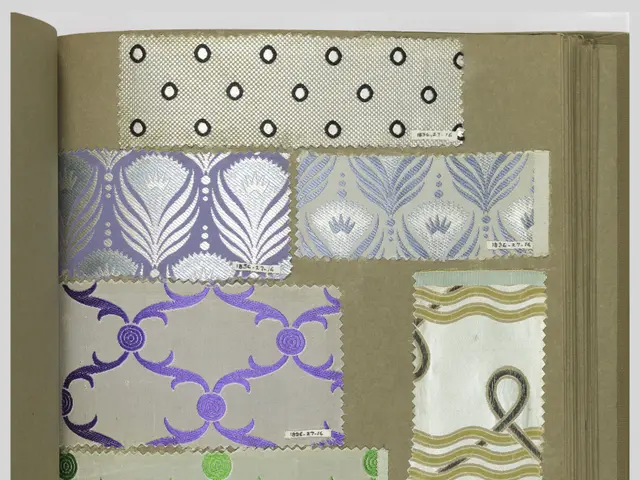 The image shows a book with a variety of different patterns on it. The book is open, revealing the...