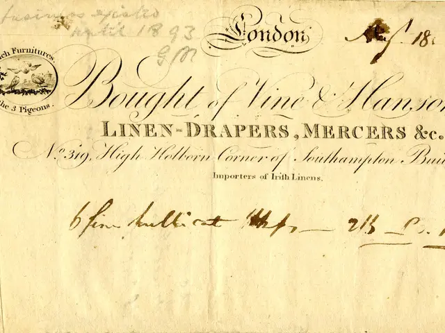 The image shows an old envelope with a stamp on it, which reads "Bought of Vine & Hansord...