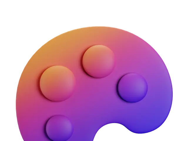 The image shows a purple and orange paint palette on a white background, with the colors of the...