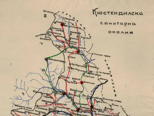 The image shows a map of the Russian Federation with a variety of lines and text on it. The map is...