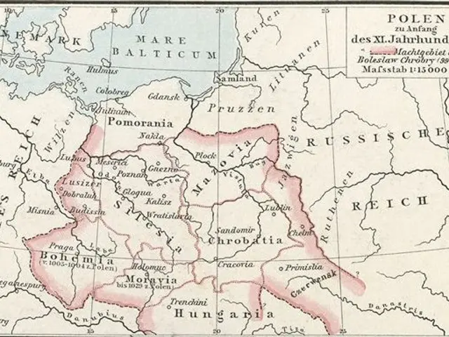 The image shows a poster with a map of Poland and Hungary, with text written on it. The map is...