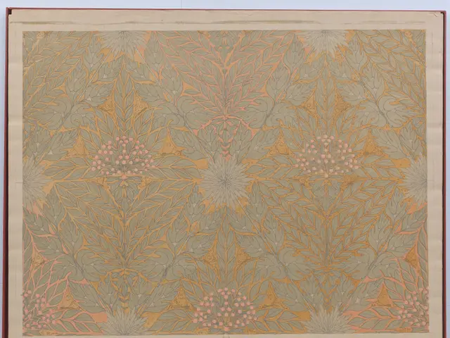 The image shows a book with a floral design on it, which is a photo of a textile. The design is...