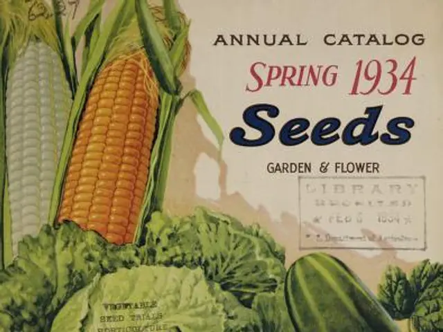 The image shows a 1934 annual catalog of garden and flower seeds, featuring a variety of vegetables...