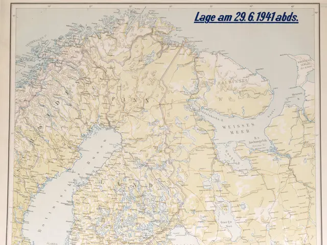 The image shows an old book with a map of Europe on it. The map is detailed and shows various...