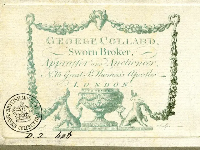 The image shows an old postcard with a picture of George Collard, a Sworn Broker, on it. The...