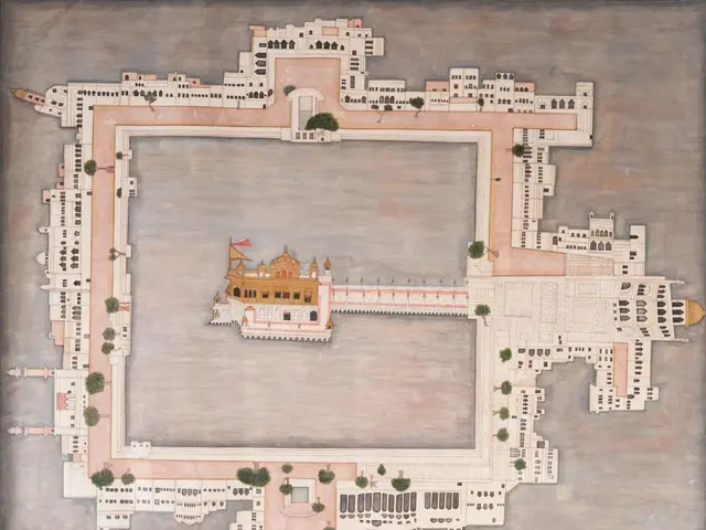 The image shows a map of the city of Jaipur, Rajasthan, with a fort in the center surrounded by...