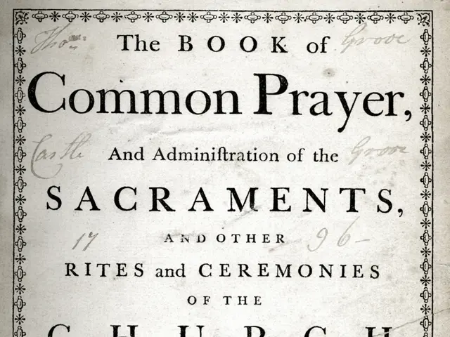 The image shows an old book with the title "The Book of Common Prayer and Administration of the...