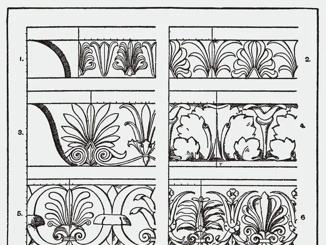 The image shows a page from a book with a drawing of a decorative design, which is part of a...
