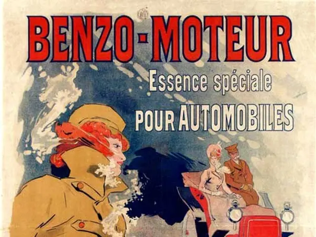 The image shows a poster advertising a car with a woman driving it. The poster has text written on...