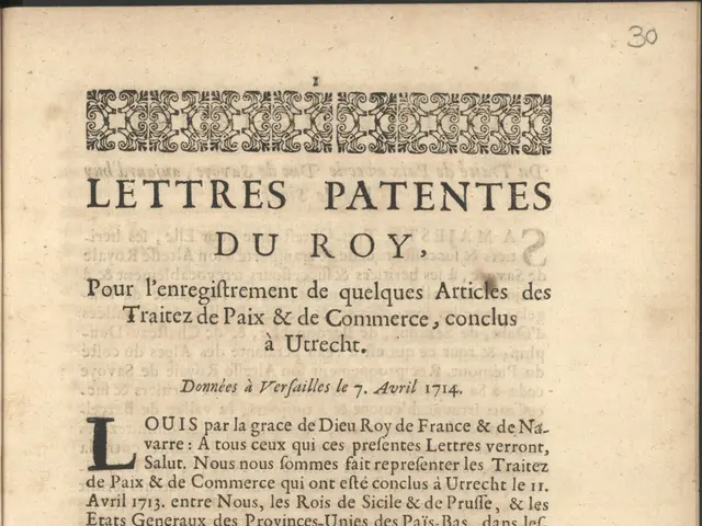 The image shows an open book with the title "Letters Patentes du Roy" printed on the cover. The...