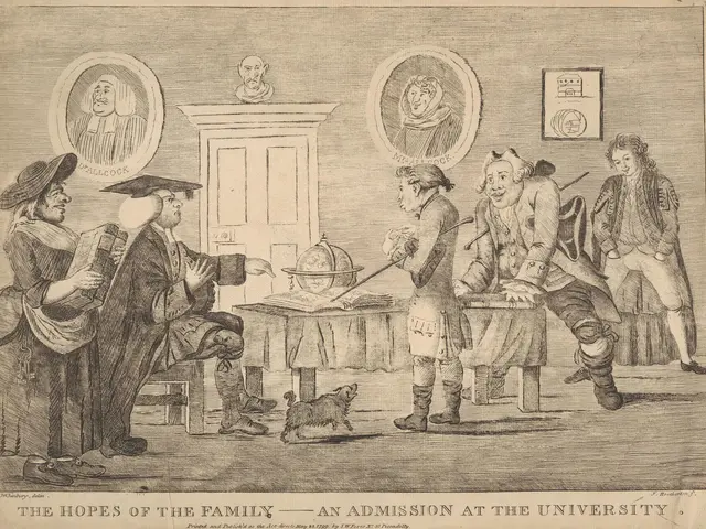 The image shows a paper with a drawing of a family gathered around a table, with a dog at their...
