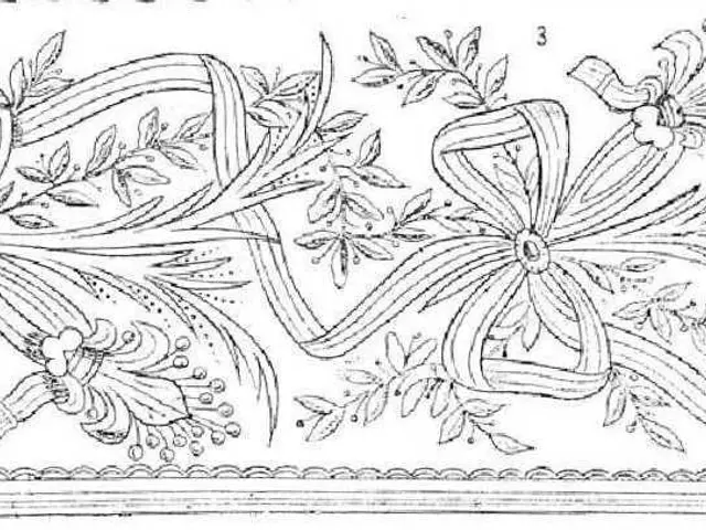The image shows a black and white drawing of a floral design on a piece of paper, which is part of...