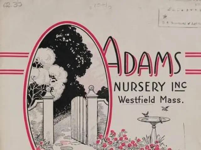 The image shows a book with the words "Adams Nursery, Inc. Westfield Mass. Better Plants for New...