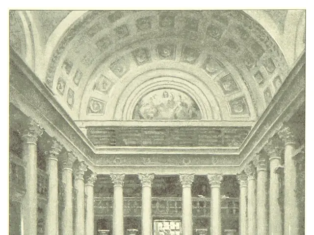 The image shows the interior of the University Library, with its grand columns and intricate...
