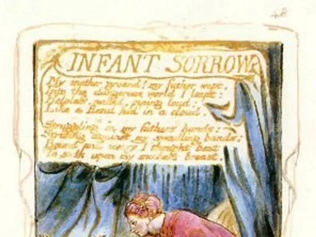 The image shows a woman in a pink dress sitting on a bed, holding a baby in her arms. The baby is...