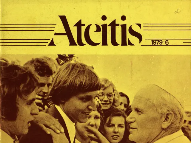 The image shows a book with a picture of Pope John Paul II on the cover, surrounded by a group of...