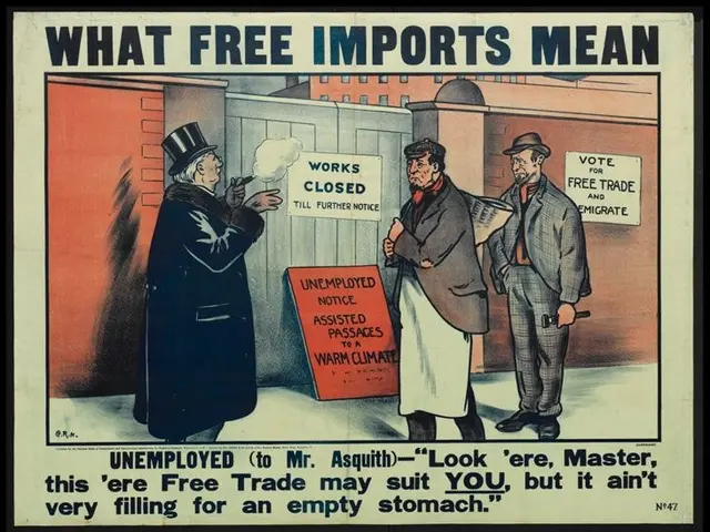 The image shows a poster with three people standing in front of a wall with boards attached to it....