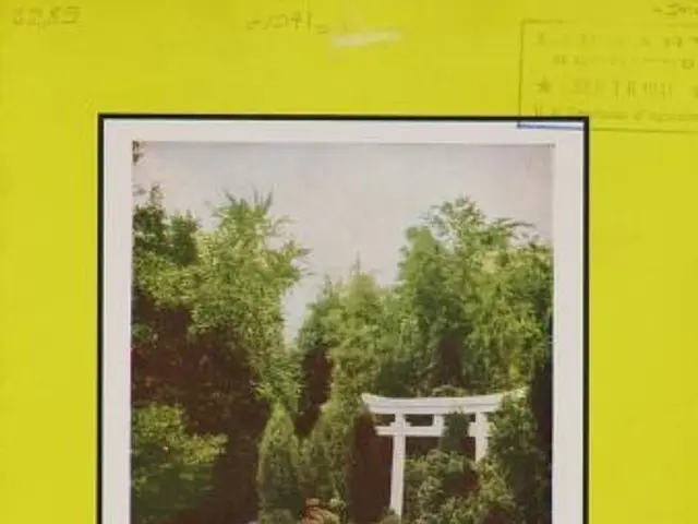 The image shows a poster of a hedge lawn nursery in Roanoke, Virginia, with a picture of trees,...