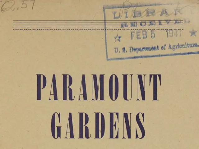 The image shows a book titled "Paramount Gardens 1941 Rock Garden - Perennials" with a picture of...