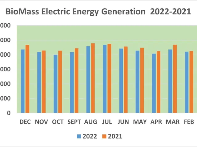 The image shows a graph depicting the biomass electric energy generation from 2022 to 2021. The...