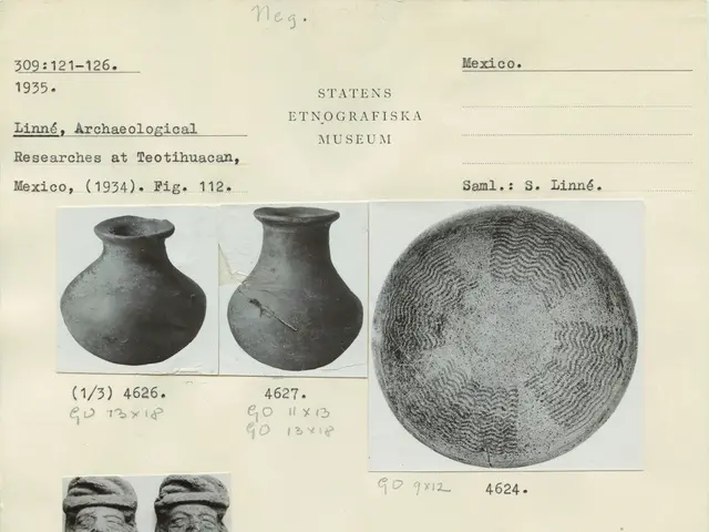 The image shows a page from a book with a variety of pottery items, including vases, bowls, and...