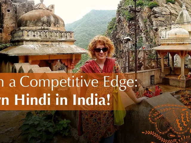 The image shows a woman wearing goggles and smiling, surrounded by a few people, buildings, trees,...