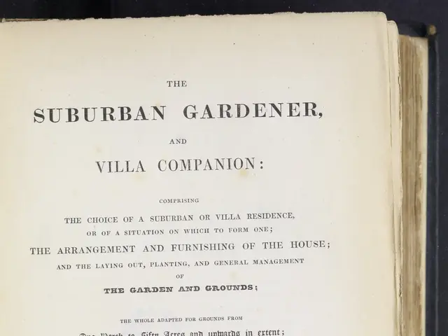 The image shows an open book with the title "The Suburban Gardener, and Villa Companion" written on...