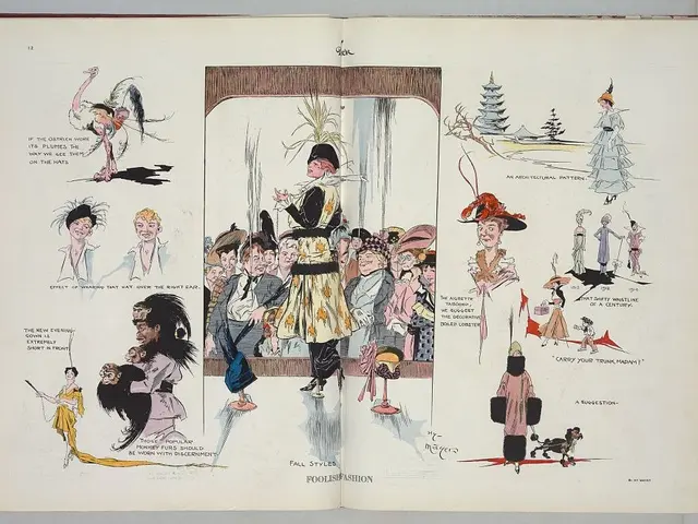 The image shows an open book with a drawing of a group of people on it. The book is placed on a...