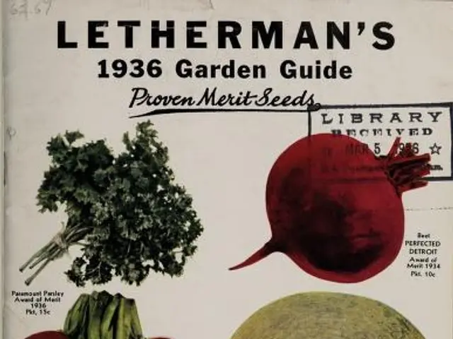 The image shows a book titled "Letherman's 1936 Garden Guide Proven Merit Seeds" with pictures of...