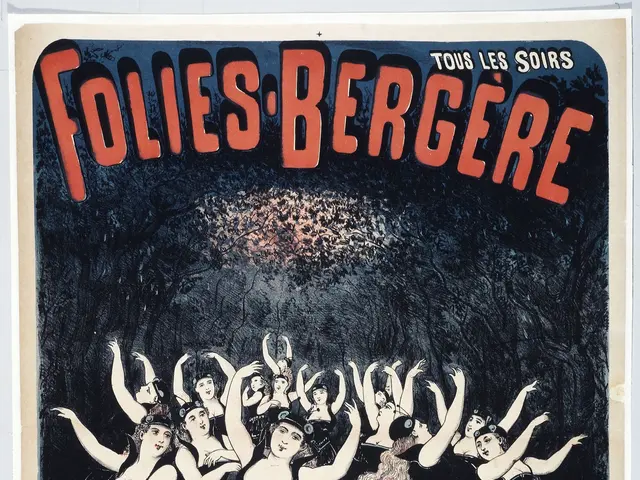 The image shows a poster for the ballet noir music of O. Metra, featuring a group of people dancing...