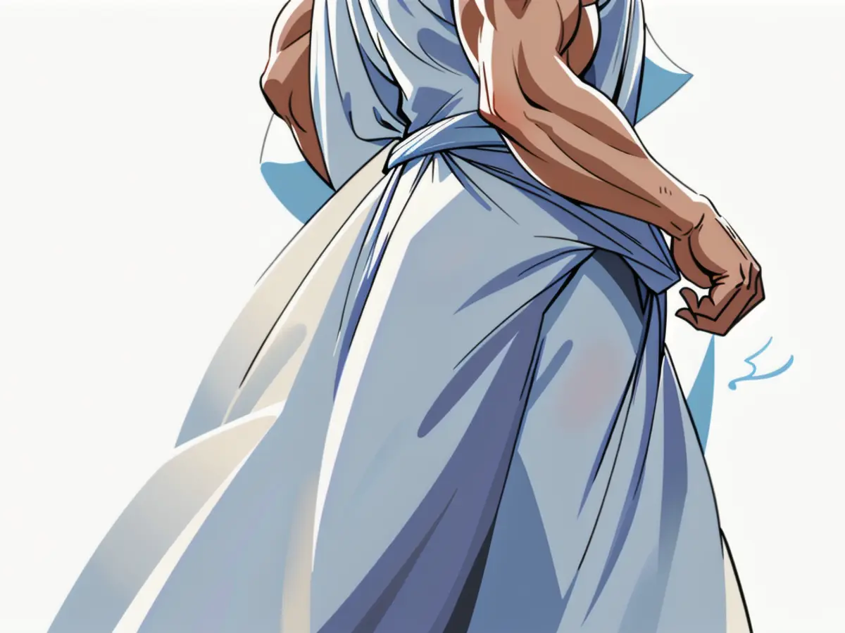 Dapper individual dressed in a flowing gown featuring short sleeves and an open back, smiling while glancing over their shoulder. Individual adorned in a flowing dress with a short-sleeved design and an open back, oftentimes arching their back and grinning while glancing over their shoulder.